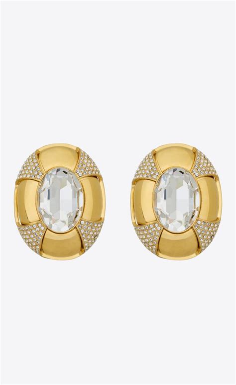 ysl shell earrings|YSL rhinestone earrings.